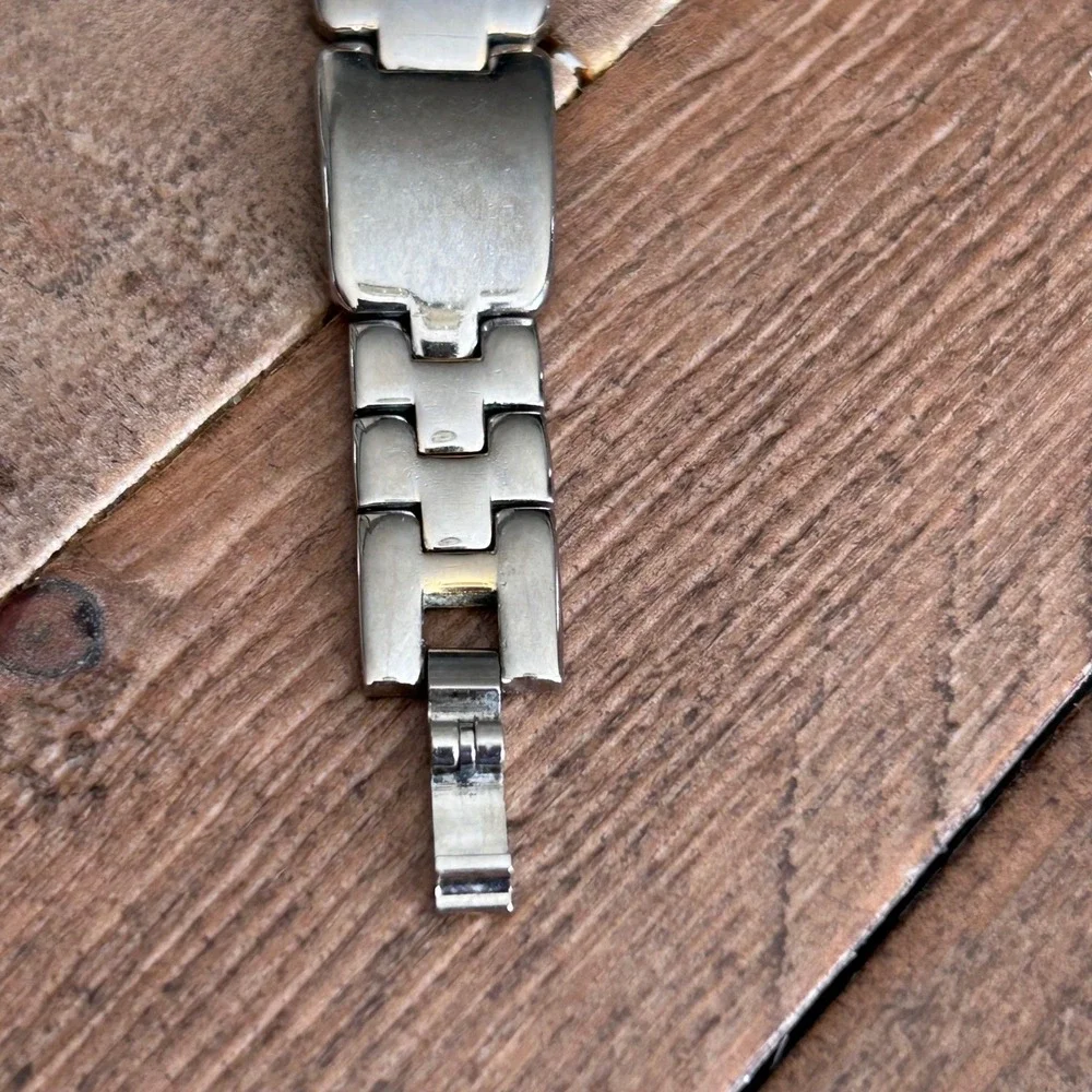 Vivani Women Silver Tone Rectangular Quartz Watch HC127 Gold Accents‎ Link Band